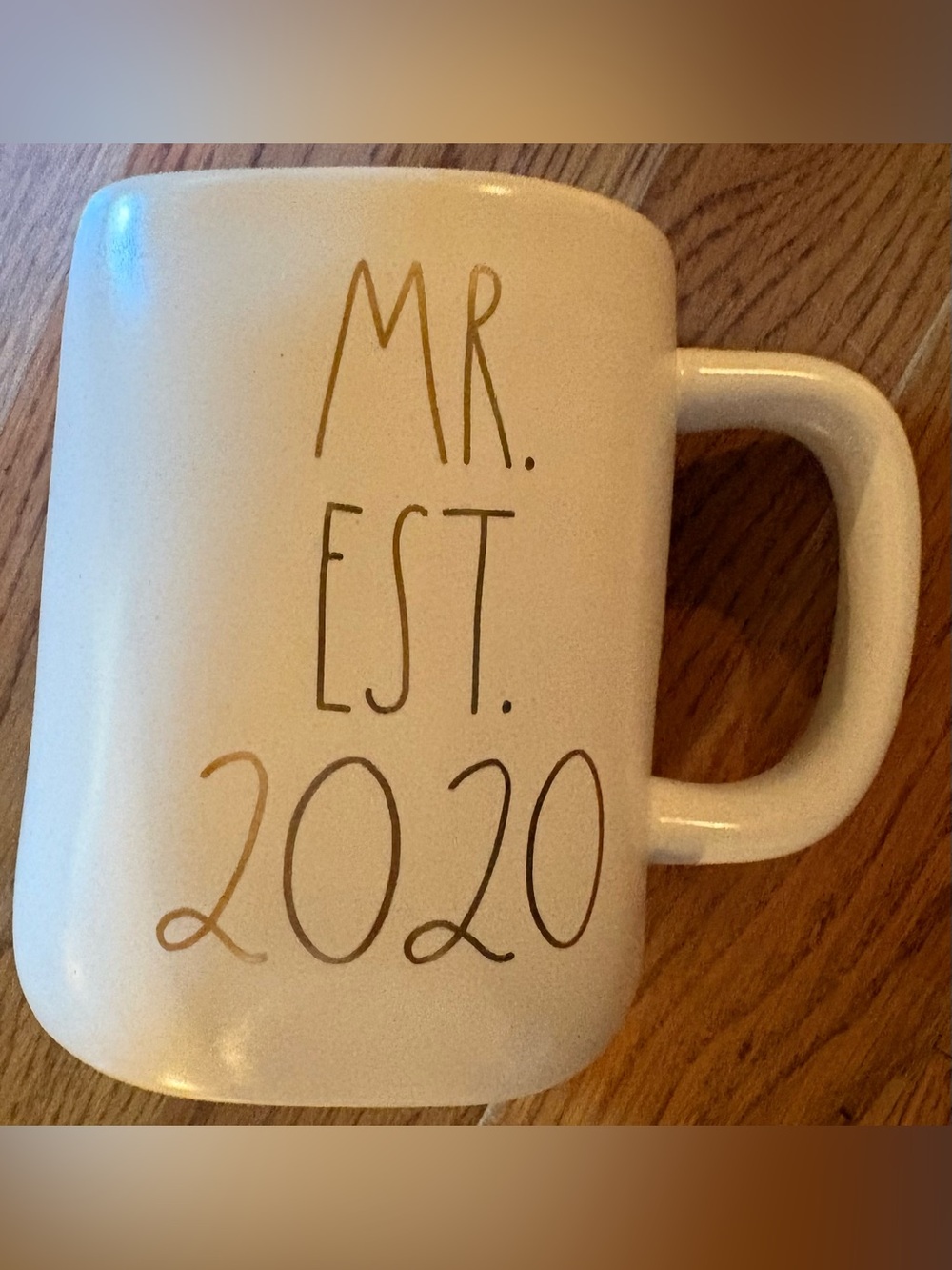 Rae Dunn "Mr Est. 2020" Ceramic Mug Artisan Collection Magenta Rare Pandemic Era